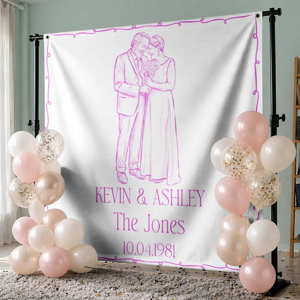 Art Design, Custom Photo, Married Couple, Romantic, Gift For Couples, Wedding, Photo - Pencil Sketch - Remove BG - Custom Photo Pencil Sketch Couples Wedding Engaged Bachelor Party - Personalized Backdrop