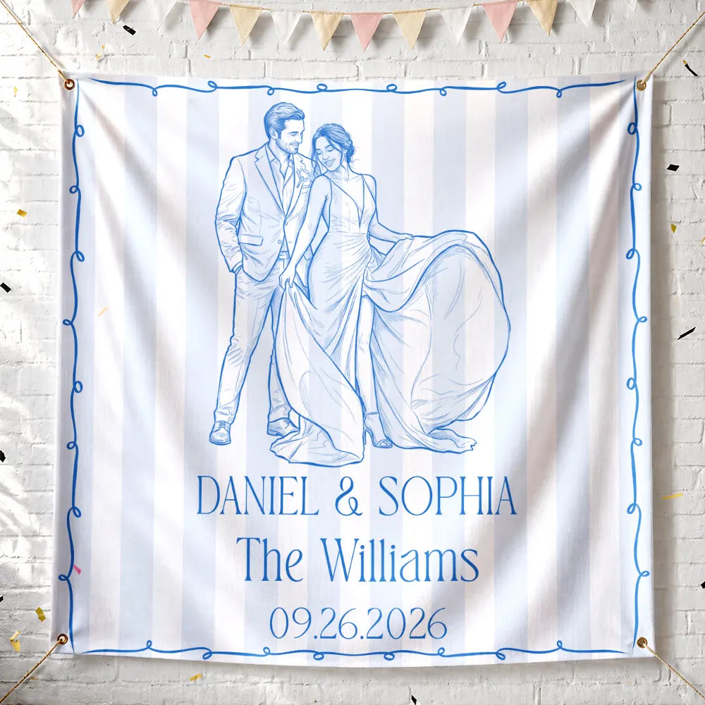 Art Design, Custom Photo, Married Couple, Romantic, Gift For Couples, Wedding, Photo - Pencil Sketch - Remove BG - Custom Photo Pencil Sketch Couples Wedding Engaged Bachelor Party - Personalized Backdrop