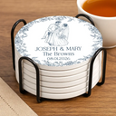 Art Design, Custom Photo, Married Couple, Romantic, Gift For Couples, Wedding, Photo - Pencil Sketch - Remove BG - Custom Photo Pencil Sketch Couples Wedding Engaged Bachelor Party - Personalized Ceramic Coaster
