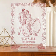 Art Design, Custom Photo, Married Couple, Romantic, Gift For Couples, Wedding, Photo - Pencil Sketch - Remove BG - Custom Photo Pencil Sketch Couples Wedding Engaged Bachelor Party - Personalized Vertical Rectangle Acrylic Plaque