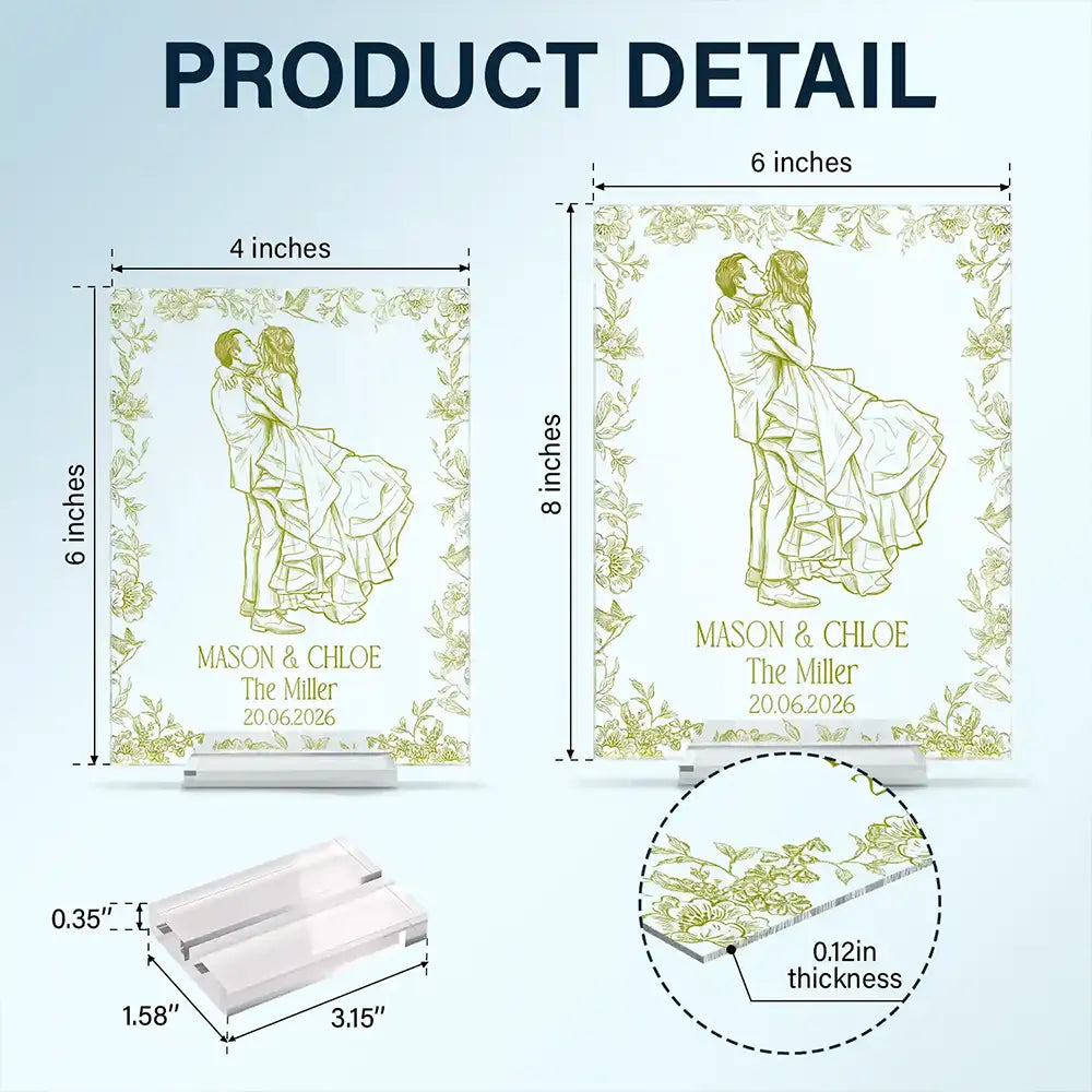 Art Design, Custom Photo, Married Couple, Romantic, Gift For Couples, Wedding, Photo - Pencil Sketch - Remove BG - Custom Photo Pencil Sketch Couples Wedding Engaged Bachelor Party - Personalized Vertical Rectangle Acrylic Plaque