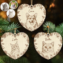 Art Design,Christmas,Pet Lovers,Photo - Pencil Sketch - Remove BG,Happy - Custom Photo Pencil Sketch Cute Dog Cat Portrait - Personalized Custom Shaped Wooden Ornament