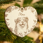 Art Design,Christmas,Pet Lovers,Photo - Pencil Sketch - Remove BG,Happy - Custom Photo Pencil Sketch Cute Dog Cat Portrait - Personalized Custom Shaped Wooden Ornament