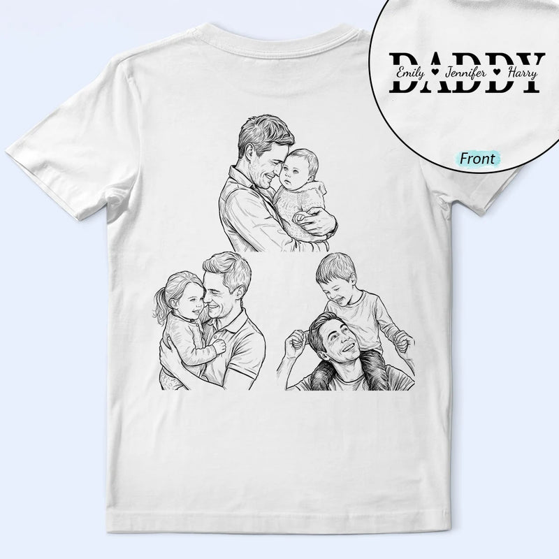Custom Photo,Gift For Father,Gift For Grandpa,Non-Eng,Photo - Pencil Sketch,Special Font,Proud - Custom Photo Pencil Sketch Dad Grandpa We Love You - Personalized T Shirt