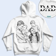 Custom Photo,Gift For Father,Gift For Grandpa,Non-Eng,Photo - Pencil Sketch,Special Font,Proud - Custom Photo Pencil Sketch Dad Grandpa We Love You - Personalized T Shirt