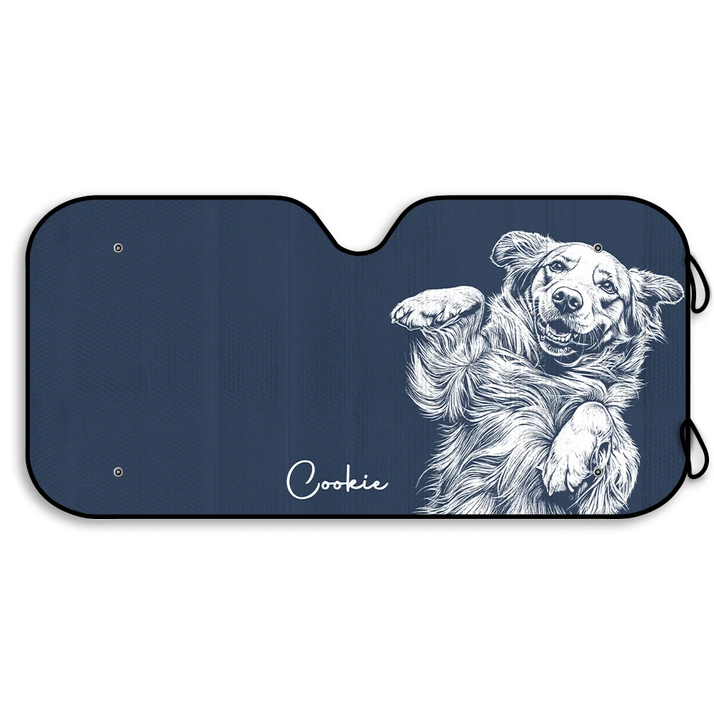 Custom Photo, Beach, Art Design, Summer, Pet Lovers, Playful, Photo - Pencil Sketch - Remove BG - Custom Photo Pencil Sketch Dog Cat Funny Portrait - Personalized Auto Sunshade