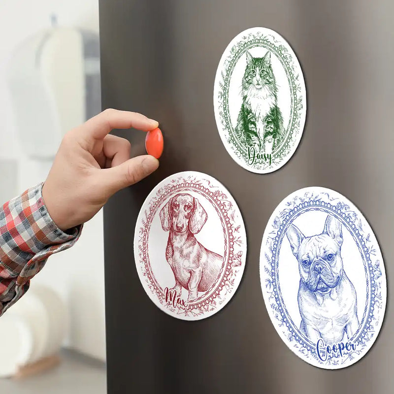 Art Design,Cozy,Pet Lovers,Photo - Pencil Sketch - Remove BG - Custom Photo Pencil Sketch Dog Cat Pet Portrait Toile - Personalized Magnet