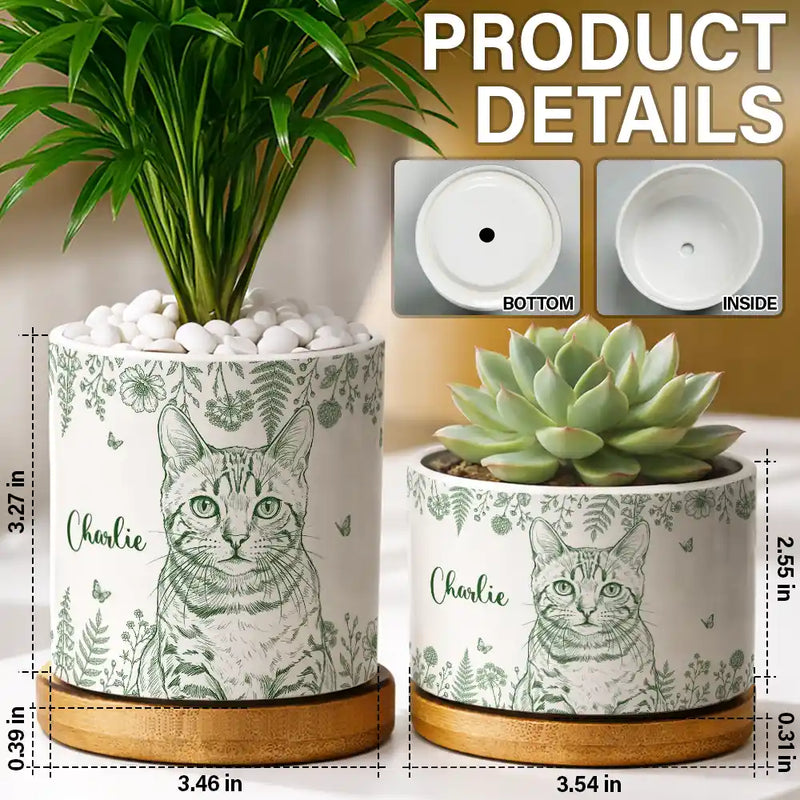 Art Design,Pet Memorial,Cozy,Pet Lovers,Memorial,Photo - Pencil Sketch - Remove BG - Custom Photo Pencil Sketch Dog Cat Pet Portrait Toile Flower Remembrance - Personalized Plant Pot
