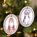 Art Design,Christmas,Cozy,Pet Lovers,Photo - Pencil Sketch - Remove BG - Custom Photo Pencil Sketch Dog Cat Pet Portrait Toile Remembrance - Personalized Circle Ceramic Ornament