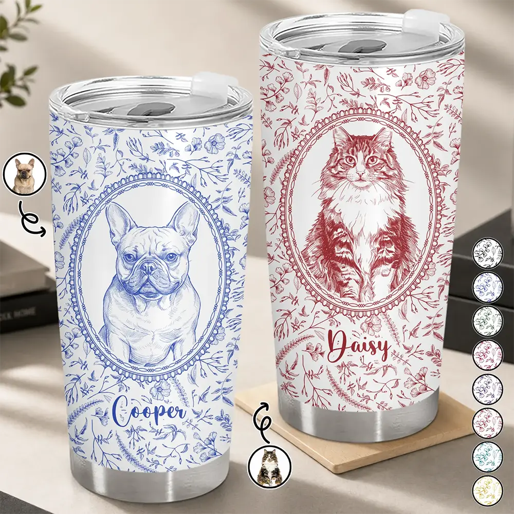 Art Design,Cozy,Pet Lovers,Photo - Pencil Sketch - Remove BG - Custom Photo Pencil Sketch Dog Cat Pet Portrait Toile Remembrance - Personalized Tumbler