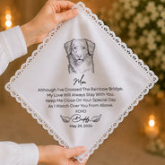 Pet Couple,Art Design,Sympathetic,Pet Lovers,Gift For Couples,Wedding,Photo - Pencil Sketch - Bold,Custom Text - Custom Photo Pencil Sketch Dog Cat Pet Wedding Remembrance - Personalized Handkerchief
