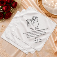 Pet Couple,Art Design,Sympathetic,Pet Lovers,Gift For Couples,Wedding,Photo - Pencil Sketch - Bold,Custom Text - Custom Photo Pencil Sketch Dog Cat Pet Wedding Remembrance - Personalized Handkerchief