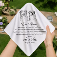 Pet Couple,Art Design,Sympathetic,Pet Lovers,Gift For Couples,Wedding,Photo - Pencil Sketch - Bold,Custom Text - Custom Photo Pencil Sketch Dog Cat Pet Wedding Remembrance - Personalized Handkerchief