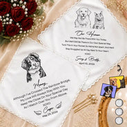 Pet Couple,Art Design,Sympathetic,Pet Lovers,Gift For Couples,Wedding,Photo - Pencil Sketch - Bold,Custom Text - Custom Photo Pencil Sketch Dog Cat Pet Wedding Remembrance - Personalized Handkerchief
