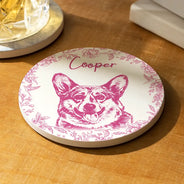 Pet Lovers,Pet Mom,Pet Dad,Dog Lovers,Dog Mom,Dog Dad,Cat Lovers,Cat Mom,Cat Dad,Love,Custom Photo - Custom Photo Pencil Sketch Dog Cat Portrait - Personalized Ceramic Coaster