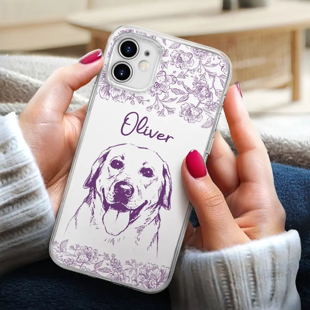 Pet Lovers,Pet Mom,Pet Dad,Dog Lovers,Dog Mom,Dog Dad,Cat Lovers,Cat Mom,Cat Dad,Love,Custom Photo - Custom Photo Pencil Sketch Dog Cat Portrait - Personalized Clear Phone Case
