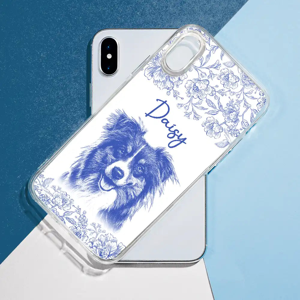 Pet Lovers,Pet Mom,Pet Dad,Dog Lovers,Dog Mom,Dog Dad,Cat Lovers,Cat Mom,Cat Dad,Love,Custom Photo - Custom Photo Pencil Sketch Dog Cat Portrait - Personalized Clear Phone Case