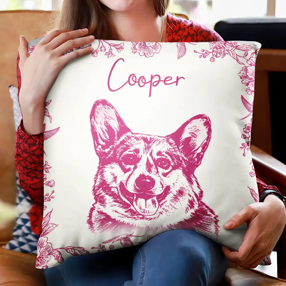 Pet Lovers,Pet Mom,Pet Dad,Dog Lovers,Dog Mom,Dog Dad,Cat Lovers,Cat Mom,Cat Dad,Love,Custom Photo - Custom Photo Pencil Sketch Dog Cat Portrait - Personalized Pillow