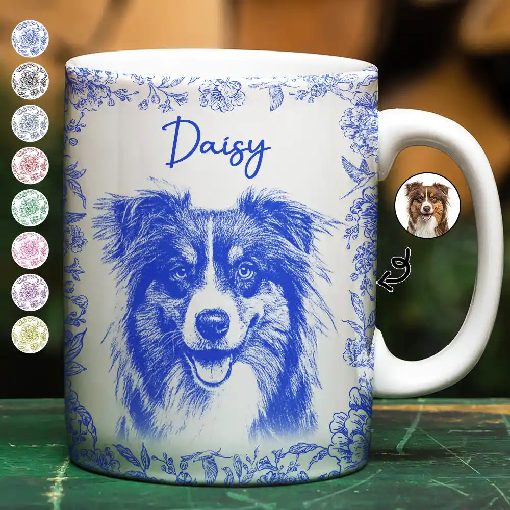 Custom Photo Pencil Sketch Dog Cat Portrait - Personalized White Edge-to-Edge Mug