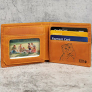 Pet Lovers,Pet Mom,Pet Dad,Dog Lovers,Dog Mom,Dog Dad,Cat Lovers,Cat Mom,Cat Dad,Non-Eng,Photo - Pencil Sketch,Adorable - Custom Photo Pencil Sketch Dog Dad Cat Dad - Personalized Engraved Leather Wallet