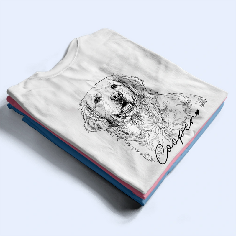 Gift For Mother,Gift For Father,Love,New Dad,New Mom - Custom Photo Pencil Sketch Dog Mom Dog Dad Hand Punch - Personalized T Shirt
