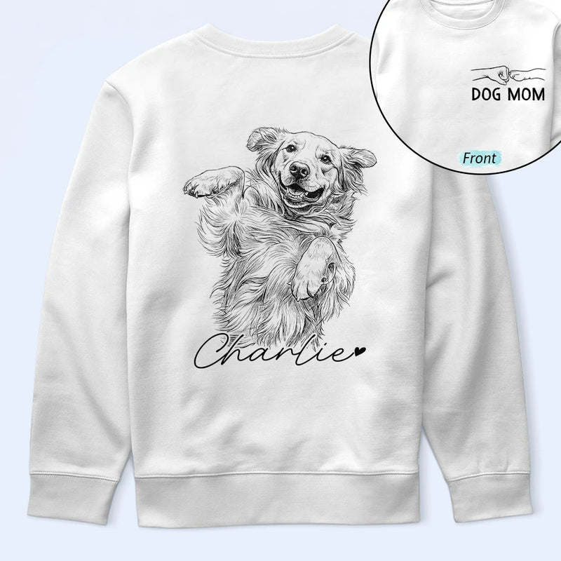 Gift For Mother,Gift For Father,Love,New Dad,New Mom - Custom Photo Pencil Sketch Dog Mom Dog Dad Hand Punch - Personalized T Shirt