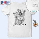 Gift For Mother,Gift For Father,Love,New Dad,New Mom - Custom Photo Pencil Sketch Dog Mom Dog Dad Hand Punch - Personalized T Shirt