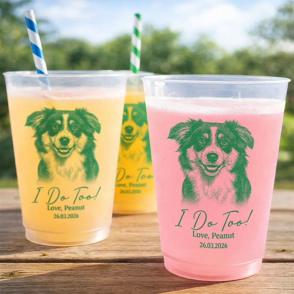Pet Lovers,Pet Mom,Pet Dad,Pet Couple,Dog Lovers,Dog Mom,Dog Dad,Dog Couple,Cat Lovers,Cat Mom,Cat Dad,Cat Couple,Happy - Custom Photo Pencil Sketch Drink On Me Lovely Pet Face - Personalized Frosted Cups