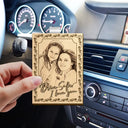 Custom Photo,Gift For Father,Gift For Mother,Family,Happy - Custom Photo Pencil Sketch Drive Safe I Love You - Personalized Custom Shaped Car Visor Clip