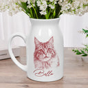 Family, Gift For Bestie, Dog Lovers, Cat Lovers, Happy, Custom Photo, Gift For Mother, Gift For Father - Custom Photo Pencil Sketch Family Besties Dog Cat Portrait - Personalized Ceramic Flower Vase