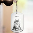 Family, Gift For Bestie, Dog Lovers, Cat Lovers, Happy, Custom Photo, Gift For Mother, Gift For Father - Custom Photo Pencil Sketch Family Besties Dog Cat Portrait - Personalized Aluminum Keychain