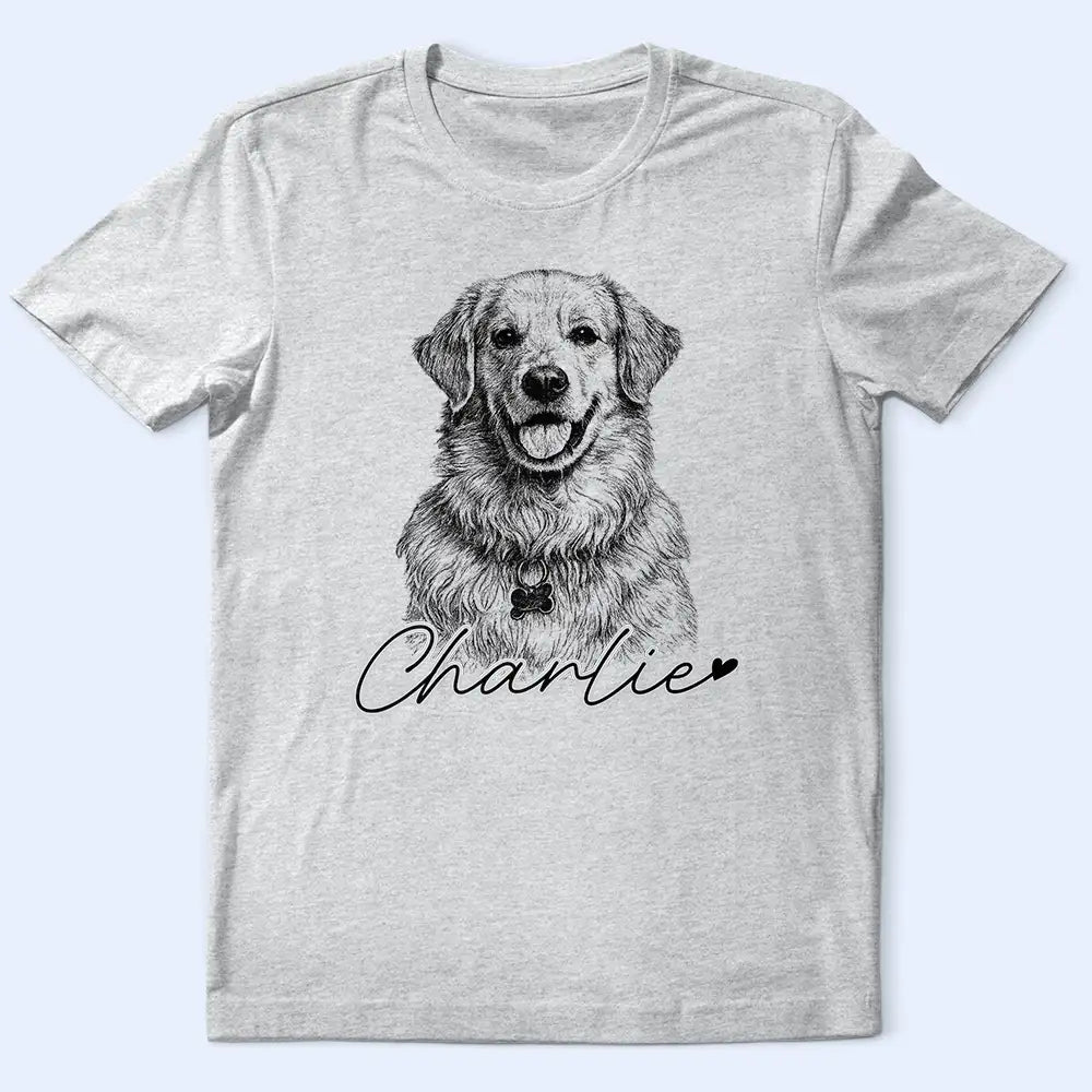 Family,Gift For Bestie,Dog Lovers,Cat Lovers,Happy,Custom Photo,Gift For Mother,Gift For Father - Custom Photo Pencil Sketch Family Besties Dog Cat Portrait - Personalized T Shirt