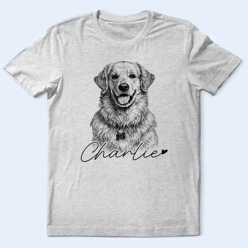 Family,Gift For Bestie,Dog Lovers,Cat Lovers,Happy,Custom Photo,Gift For Mother,Gift For Father - Custom Photo Pencil Sketch Family Besties Dog Cat Portrait - Personalized T Shirt
