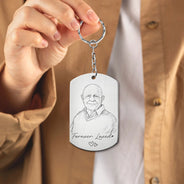 Gift For Mother,Gift For Father,Love,New Dad,New Mom - Custom Photo Pencil Sketch Family Dog Cat Portrait - Personalized Aluminum Keychain