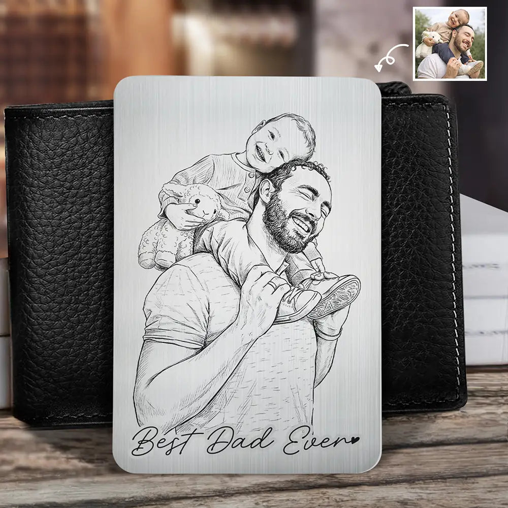 Gift For Father,Gift For Grandpa,Pet Lovers,Pet Mom,Pet Dad,Dog Lovers,Dog Mom,Dog Dad,Cat Lovers,Cat Mom,Cat Dad,Non-Eng,Photo - Pencil Sketch,Humorous - Custom Photo Pencil Sketch Family Dog Cat Portrait - Personalized Aluminum Wallet Card