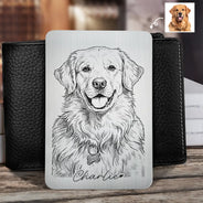 Gift For Father,Gift For Grandpa,Pet Lovers,Pet Mom,Pet Dad,Dog Lovers,Dog Mom,Dog Dad,Cat Lovers,Cat Mom,Cat Dad,Non-Eng,Photo - Pencil Sketch,Humorous - Custom Photo Pencil Sketch Family Dog Cat Portrait - Personalized Aluminum Wallet Card