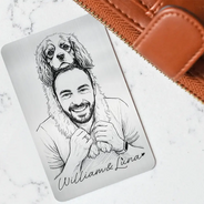 Gift For Father,Gift For Grandpa,Pet Lovers,Pet Mom,Pet Dad,Dog Lovers,Dog Mom,Dog Dad,Cat Lovers,Cat Mom,Cat Dad,Non-Eng,Photo - Pencil Sketch,Humorous - Custom Photo Pencil Sketch Family Dog Cat Portrait - Personalized Aluminum Wallet Card