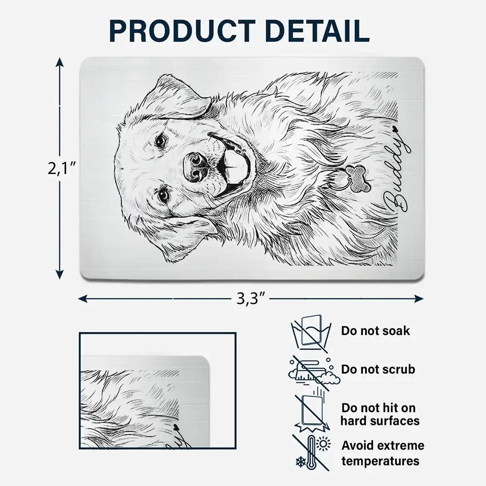 Gift For Father,Gift For Grandpa,Pet Lovers,Pet Mom,Pet Dad,Dog Lovers,Dog Mom,Dog Dad,Cat Lovers,Cat Mom,Cat Dad,Non-Eng,Photo - Pencil Sketch,Humorous - Custom Photo Pencil Sketch Family Dog Cat Portrait - Personalized Aluminum Wallet Card