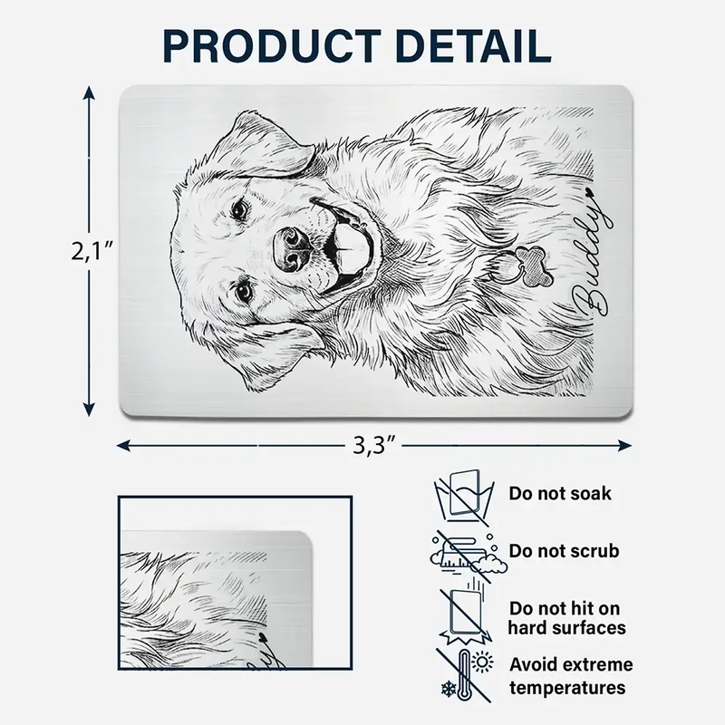 Gift For Father,Gift For Grandpa,Pet Lovers,Pet Mom,Pet Dad,Dog Lovers,Dog Mom,Dog Dad,Cat Lovers,Cat Mom,Cat Dad,Non-Eng,Photo - Pencil Sketch,Humorous - Custom Photo Pencil Sketch Family Dog Cat Portrait - Personalized Aluminum Wallet Card