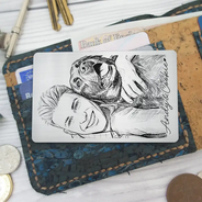 Gift For Father,Gift For Grandpa,Pet Lovers,Pet Mom,Pet Dad,Dog Lovers,Dog Mom,Dog Dad,Cat Lovers,Cat Mom,Cat Dad,Non-Eng,Photo - Pencil Sketch,Humorous - Custom Photo Pencil Sketch Family Dog Cat Portrait - Personalized Aluminum Wallet Card