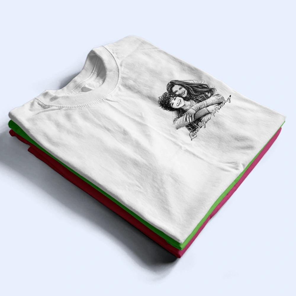 Family,Gift For Bestie,Dog Lovers,Cat Lovers,Happy,Custom Photo,Gift For Mother,Gift For Father - Custom Photo Pencil Sketch Family Dog Cat Portrait - Personalized T Shirt