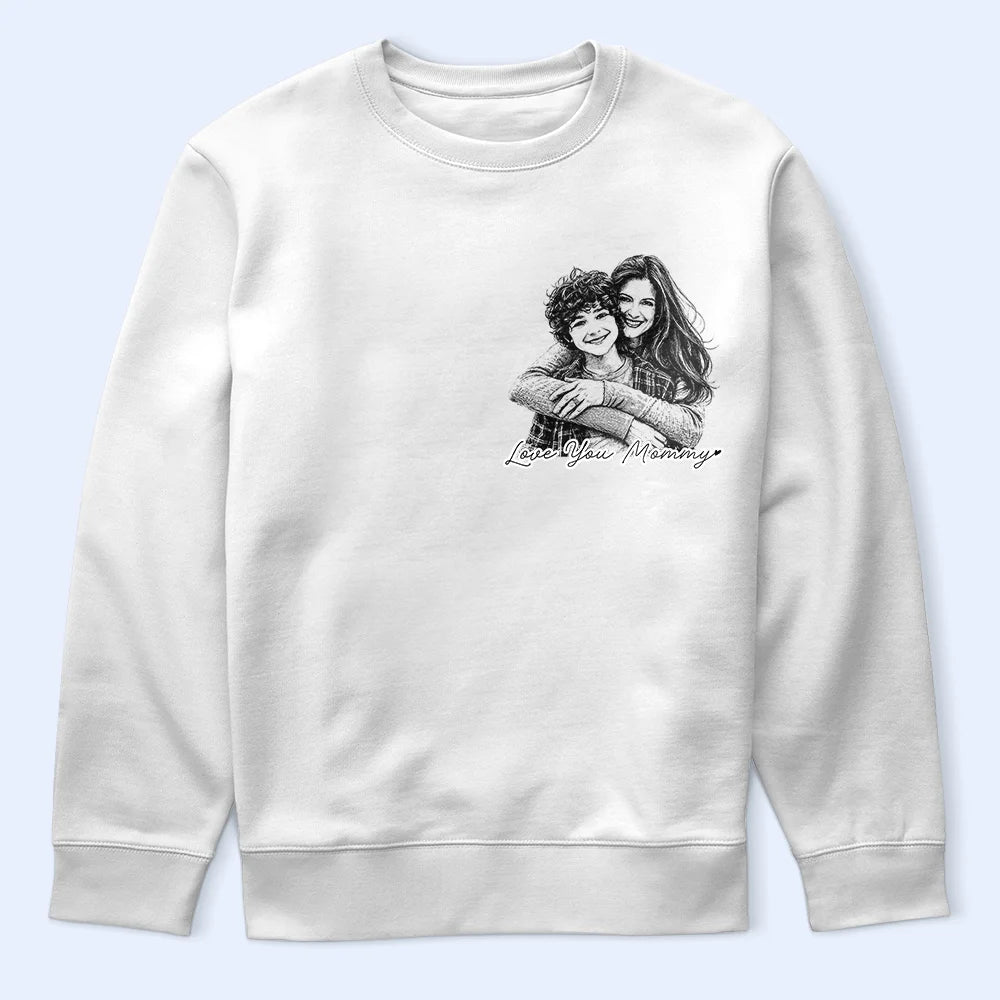 Custom Photo,Gift For Father,Gift For Mother,Family,Happy,Non-Eng,Photo - Pencil Sketch,Playful - Custom Photo Pencil Sketch Family Dog Cat Portrait - Personalised T Shirt