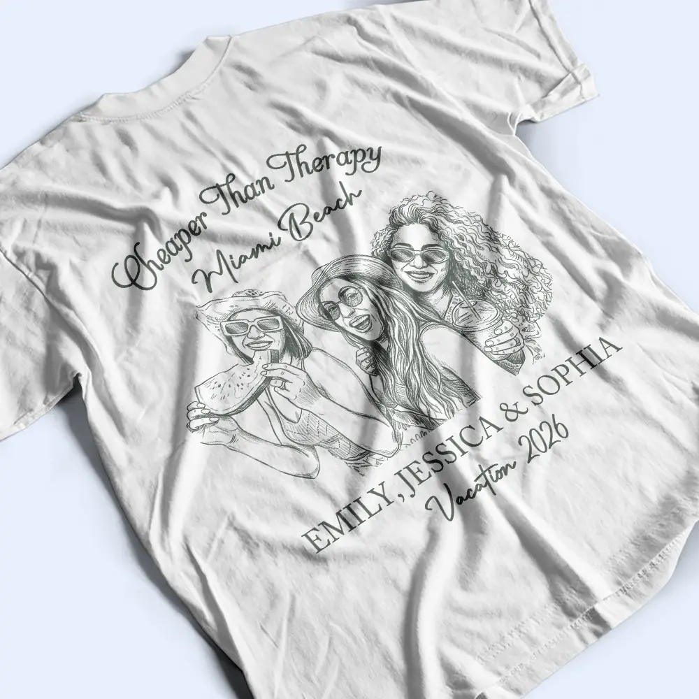 Custom Photo, Beach, Art Design, Summer, Family, Romantic, Photo - Pencil Sketch - Remove BG - Custom Photo Pencil Sketch Family Making Memories Together - Personalized T Shirt