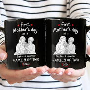 Gift For Mother,Gift For Father,Gift For Kids,Gift For Men,Gift For Women,Happy,Family,Custom Photo - Custom Photo Pencil Sketch First Time Ever As A Family Of Three - Personalized Mug