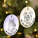 Art Design,Sentimental,Christmas,Pet Lovers,Memorial,Photo - Pencil Sketch - Remove BG - Custom Photo Pencil Sketch Forever In My Heart Memorial - Personalized Circle Ceramic Ornament