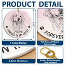 Art Design,Sentimental,Christmas,Pet Lovers,Memorial,Photo - Pencil Sketch - Remove BG - Custom Photo Pencil Sketch Forever In My Heart Memorial - Personalized Circle Ceramic Ornament