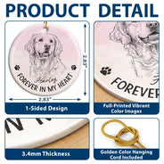 Art Design,Sentimental,Christmas,Pet Lovers,Memorial,Photo - Pencil Sketch - Remove BG - Custom Photo Pencil Sketch Forever In My Heart Memorial - Personalized Circle Ceramic Ornament