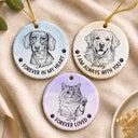Art Design,Sentimental,Christmas,Pet Lovers,Memorial,Photo - Pencil Sketch - Remove BG - Custom Photo Pencil Sketch Forever In My Heart Memorial - Personalized Circle Ceramic Ornament
