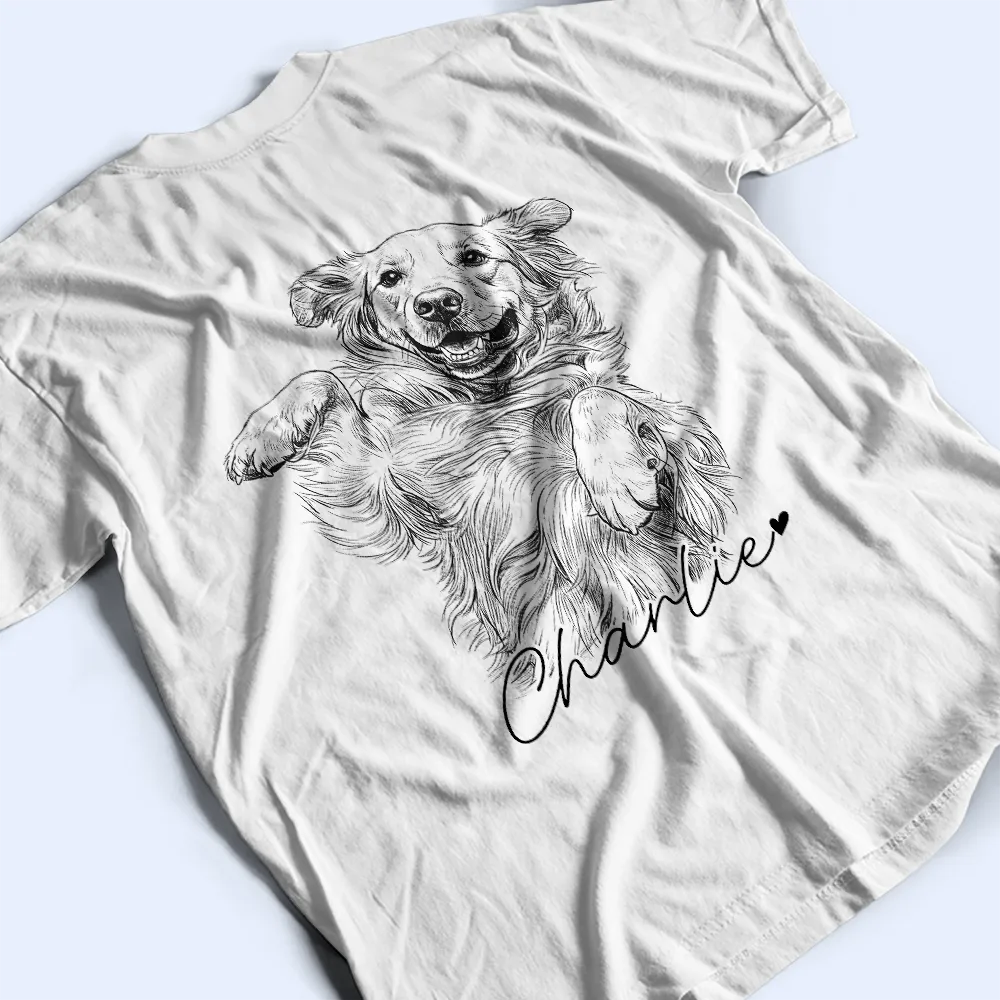 Pet Lovers,Pet Mom,Pet Dad,Dog Lovers,Dog Mom,Dog Dad,Cat Lovers,Cat Mom,Cat Dad,Non-Eng,Photo - Pencil Sketch,Sentimental - Custom Photo Pencil Sketch Forever In My Heart Memorial - Personalized T Shirt