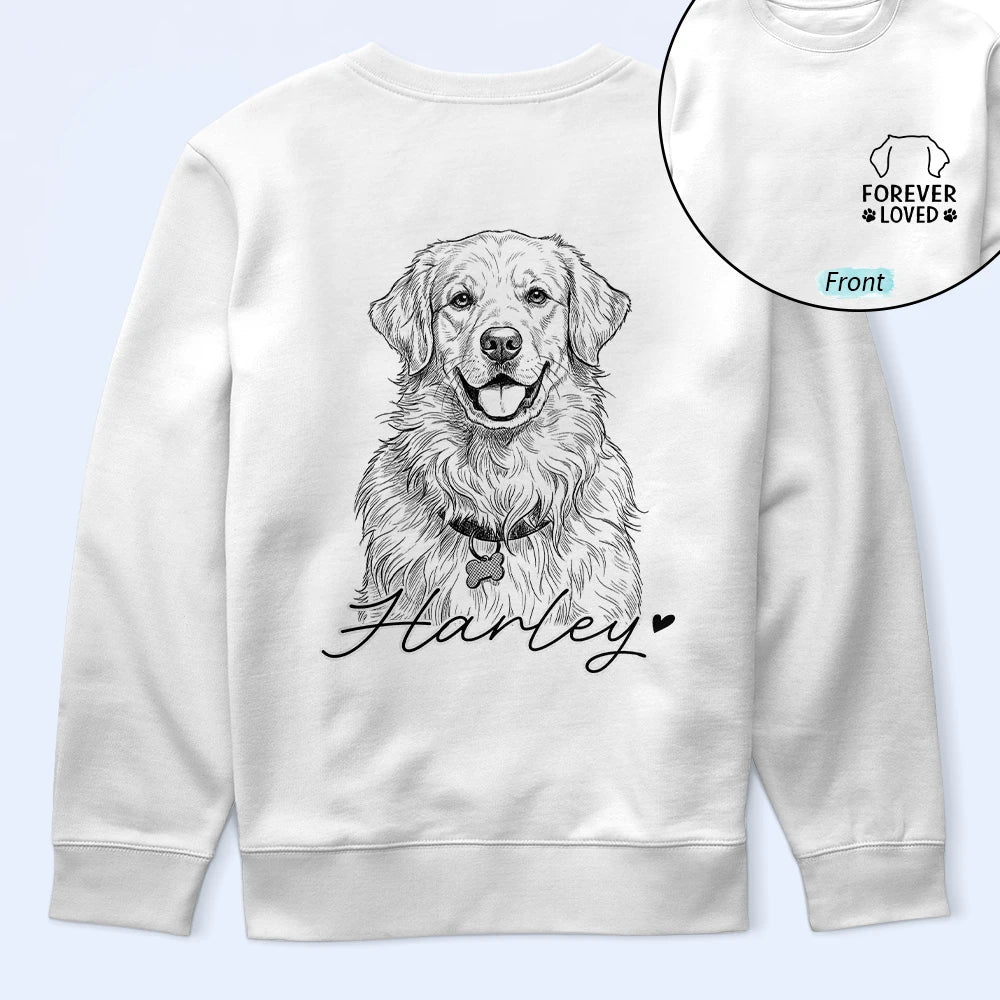Pet Lovers,Pet Mom,Pet Dad,Dog Lovers,Dog Mom,Dog Dad,Cat Lovers,Cat Mom,Cat Dad,Non-Eng,Photo - Pencil Sketch,Sentimental - Custom Photo Pencil Sketch Forever In My Heart Memorial - Personalized T Shirt